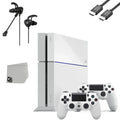 Sony PlayStation 4 Original 500GB Matte White Gaming Console With 2 Controller + G9 Earbuds With Microphone   Bundle Like New