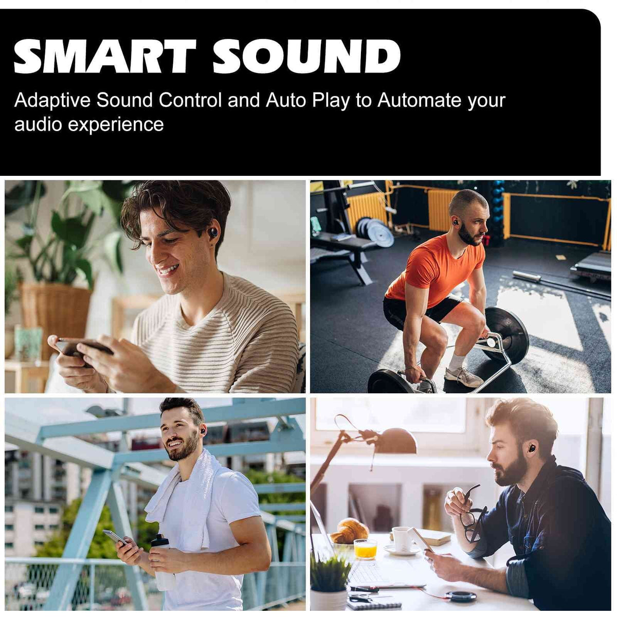 UrbanX True Wireless Bluetooth Earbuds + Charging Case, Black, Dual Connect, IPX5 Water Resistance, Bluetooth 5.2 Connection, Balanced, Bass Boost Compatible with Lenovo Yoga Smart Tab