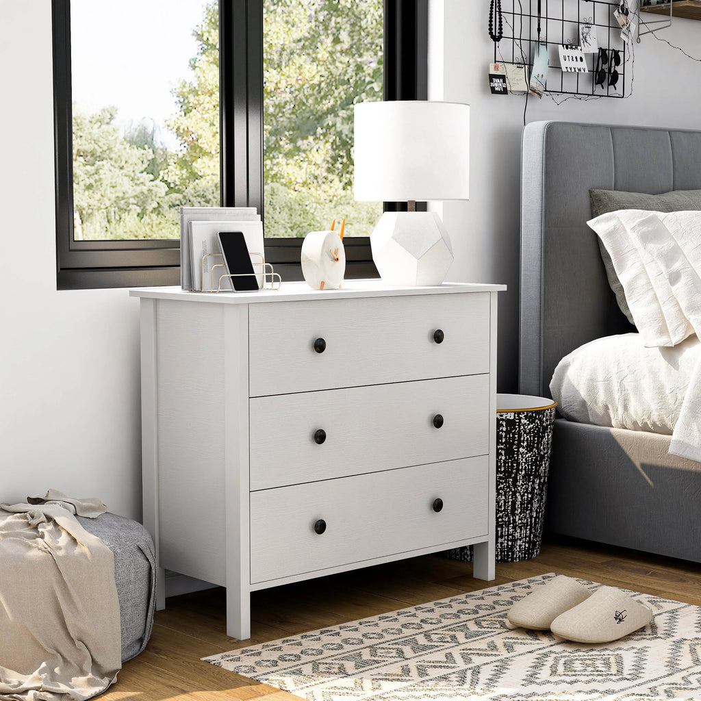 Denhour   Transitional 34-inch Wide 3-Drawer Neutral Youth Dresser by  White Marble