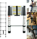 Telescoping Ladder, 8.5  Aluminum Extension Ladder Step Ladders Loft Ladder Attic Ladder Collapsible Ladders for Home, Multi-Purpose Telescopic Compact Ladder for Roof, 330 Pound , EN131