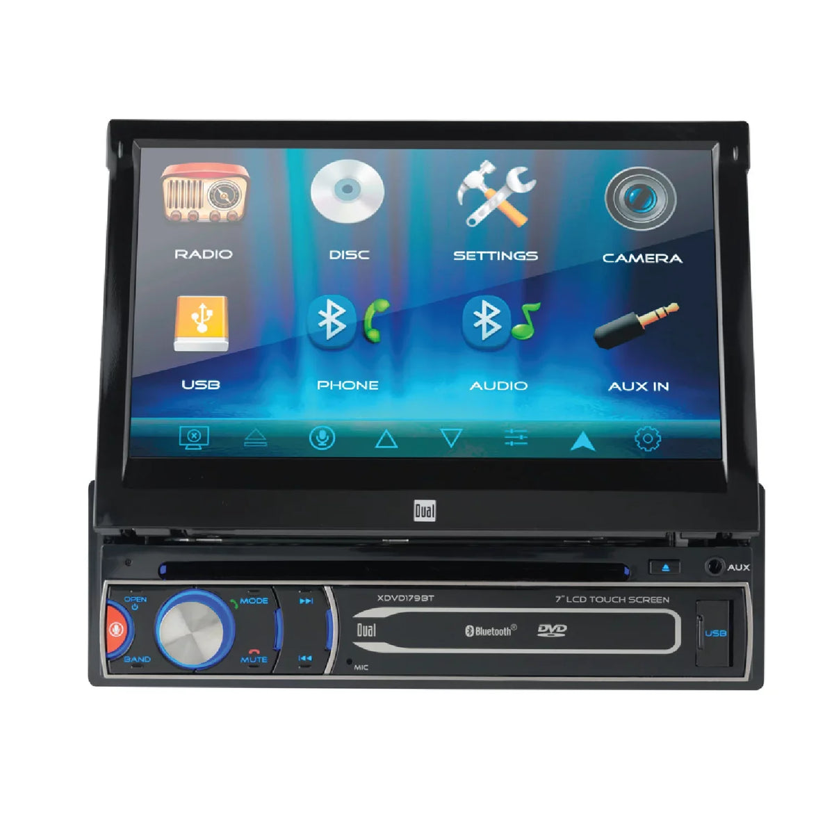 Dual Electronics XDVD179BT 7 inch Single  Car Stereo, Motorized Touch Screen, /, New