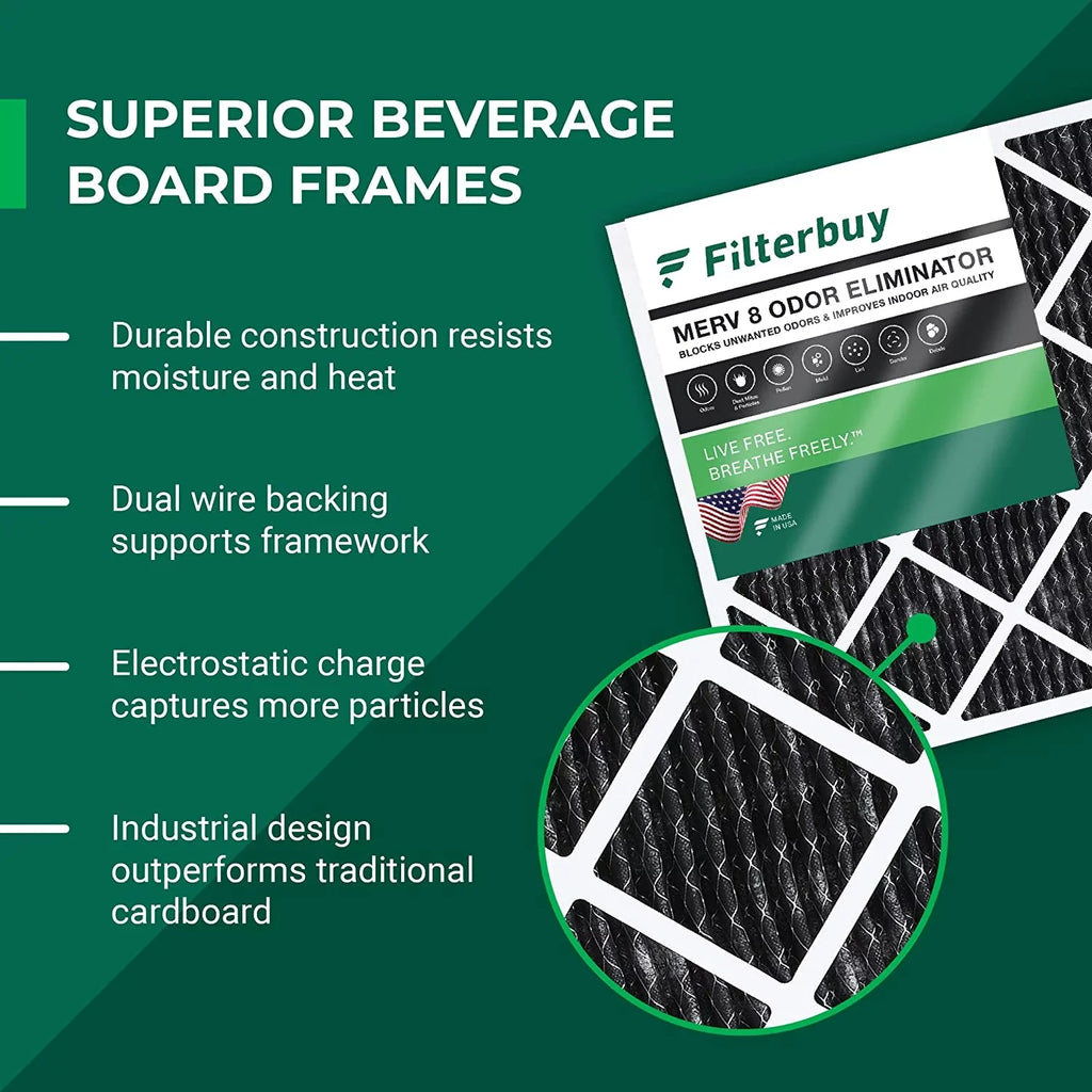 Filterbuy 20x23x1  8 Odor Eliminator Pleated   Furnace Air Filters with Activated Carbon (6-Pack)
