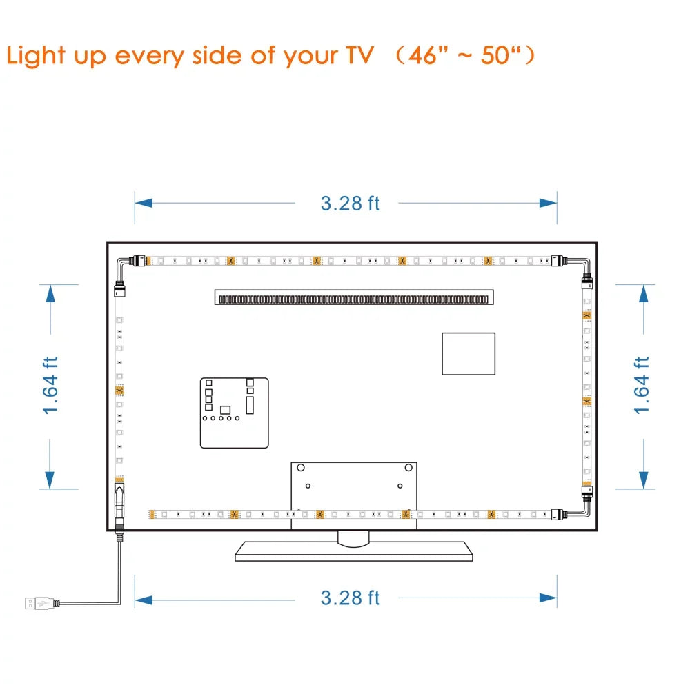 Led  Backlight, Bason 8.33ft  Led Lights Strip for /Monitor Backlight, Led Strip Light with Remote,  Bias Lighting for Room Home Movie Decor.(42-50inch)