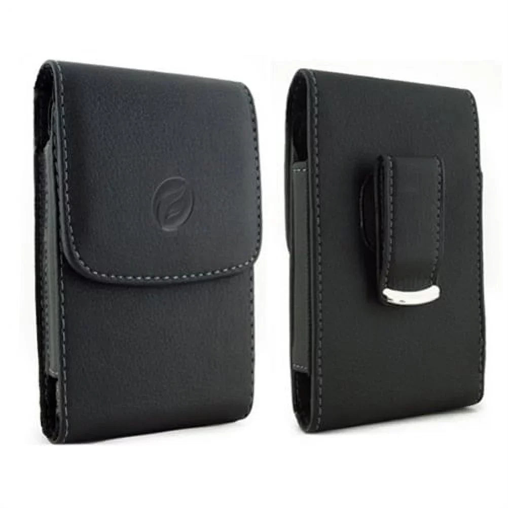 Black Vertical Leather Case w Retractable Headset Hands-free Earphones Mic R8X for Kyocera DuraForce Pro 2 -  G6 G8 ThinQ, G7 ThinQ - Motorola One, Moto X4 X Play G7 Play, Droid Maxx 2