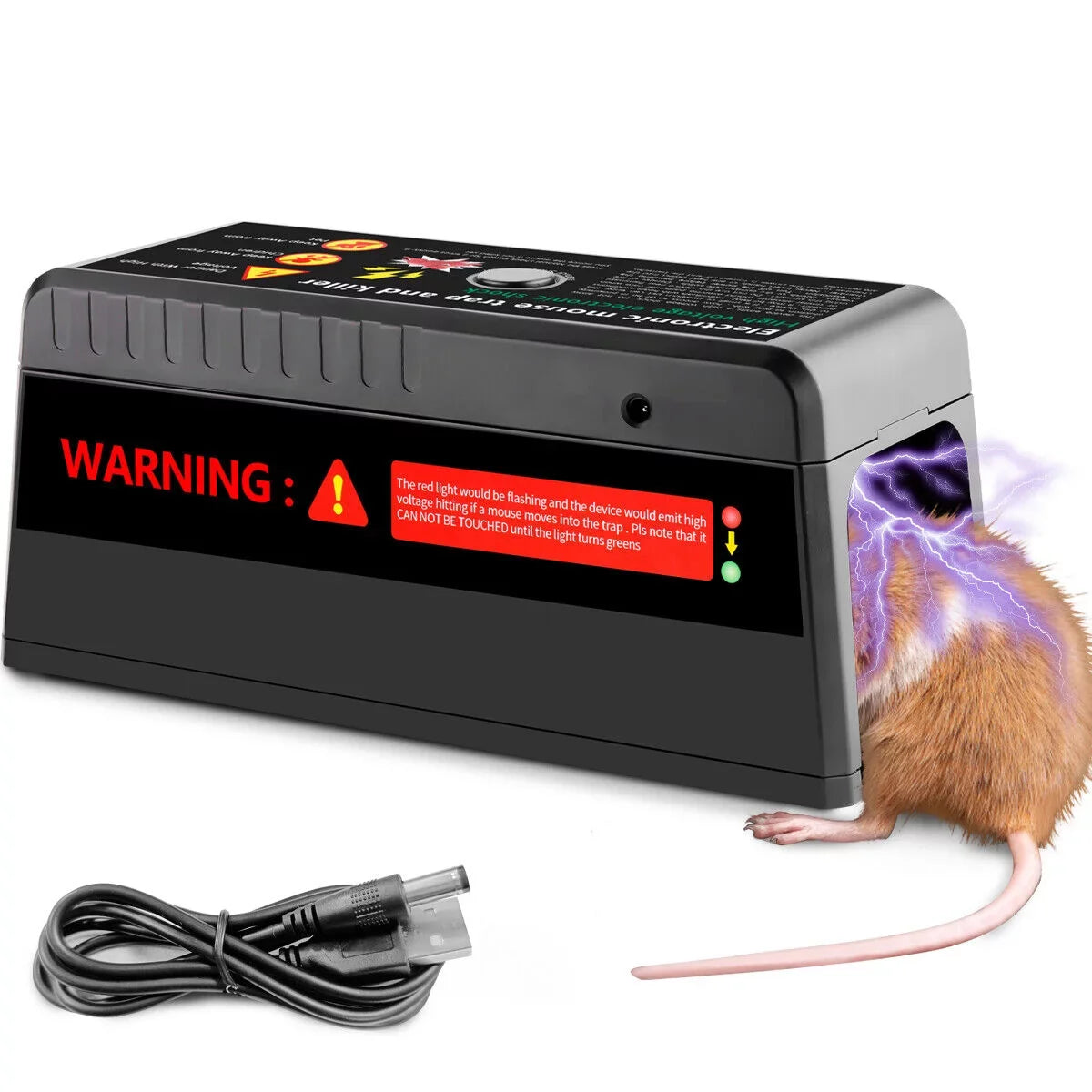 Electric Rat Trap with 8000V Humane Shock Chamber Mouse Killer Zapper for Homes Outdoor Indoor , Mice Chipmunks Squirrels