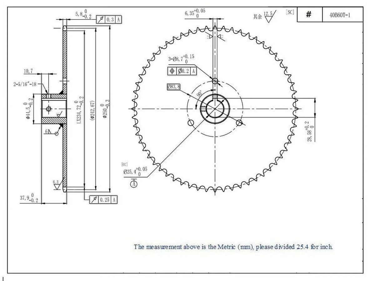 40B60T 1" Bore Go Kart Live Axle Sprocket 60 Teeth for 40 41 420 Roller Chain