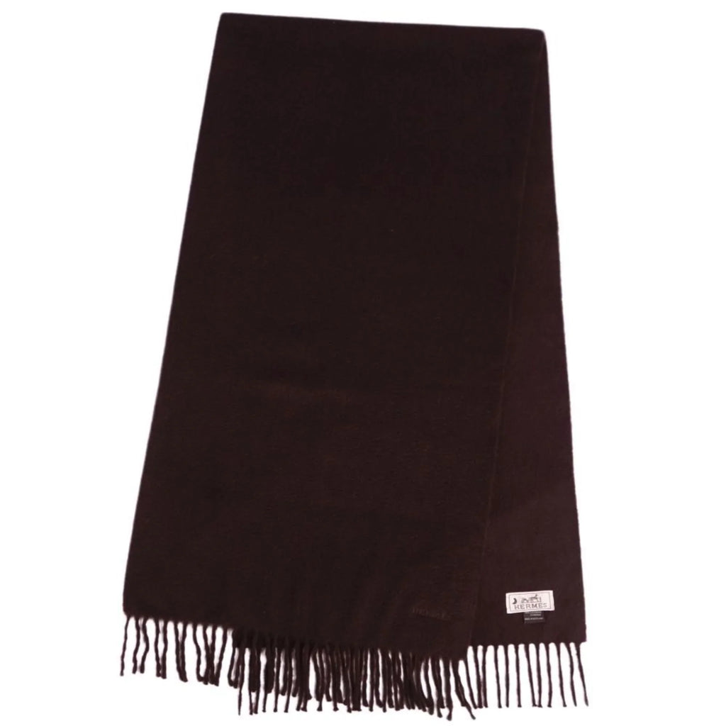 Pre-Owned  scarf 100% cashmere embroidery men's women's dark brown (Good)