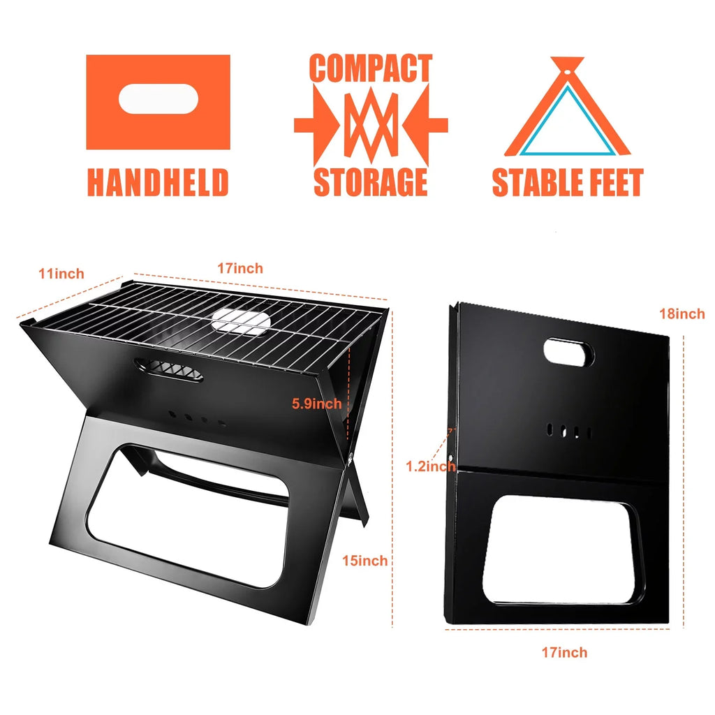 iMountek Portable  Barbecue Grill Foldable Charcoal Grill Camping Garden Outdoor Travel with 10Pcs  Steel