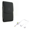 Black Vertical Leather Case w Retractable Headset Hands-free Earphones Mic R8X for Kyocera DuraForce Pro 2 -  G6 G8 ThinQ, G7 ThinQ - Motorola One, Moto X4 X Play G7 Play, Droid Maxx 2
