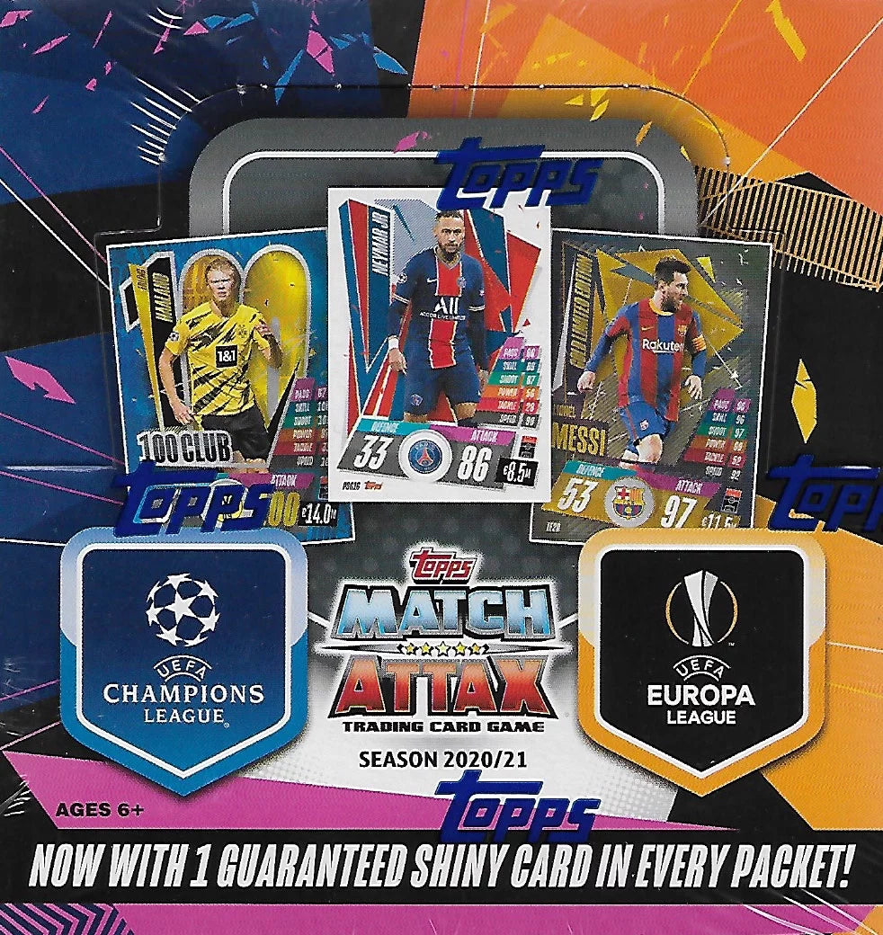 2020 2021 Topps Soccer  Champions League Match Attax 30 Pack Display Box with Shiny Cards