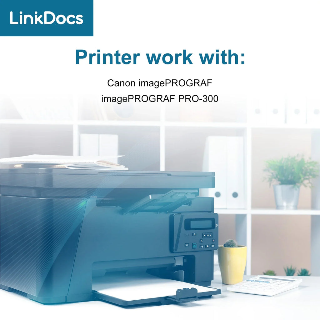 LinkDocs Compatible PFI120 -120 Cyan Ink Cartridges (130ml) Replacement for Canon PFI120 -120 -120C Work for Canon ImagePROGRAF  -200 -205 -300 -305 and -200 -300 Printer