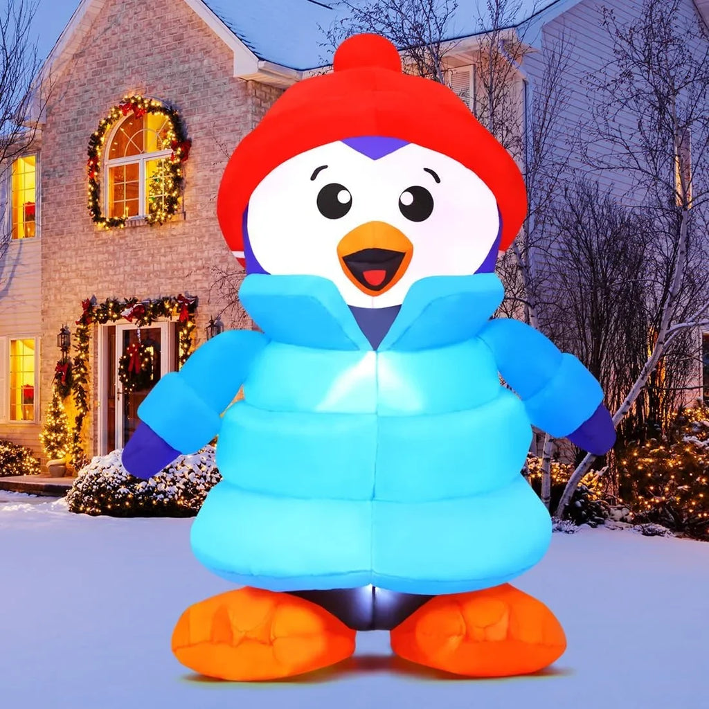 Christmas Inflatable 6  Christmas Decorations Penguin with Hat, Outdoor Penguin Decorations with  Lights, Inflatable Penguin Christmas Outdoor Inflatable Decorations Clearance for Xmas