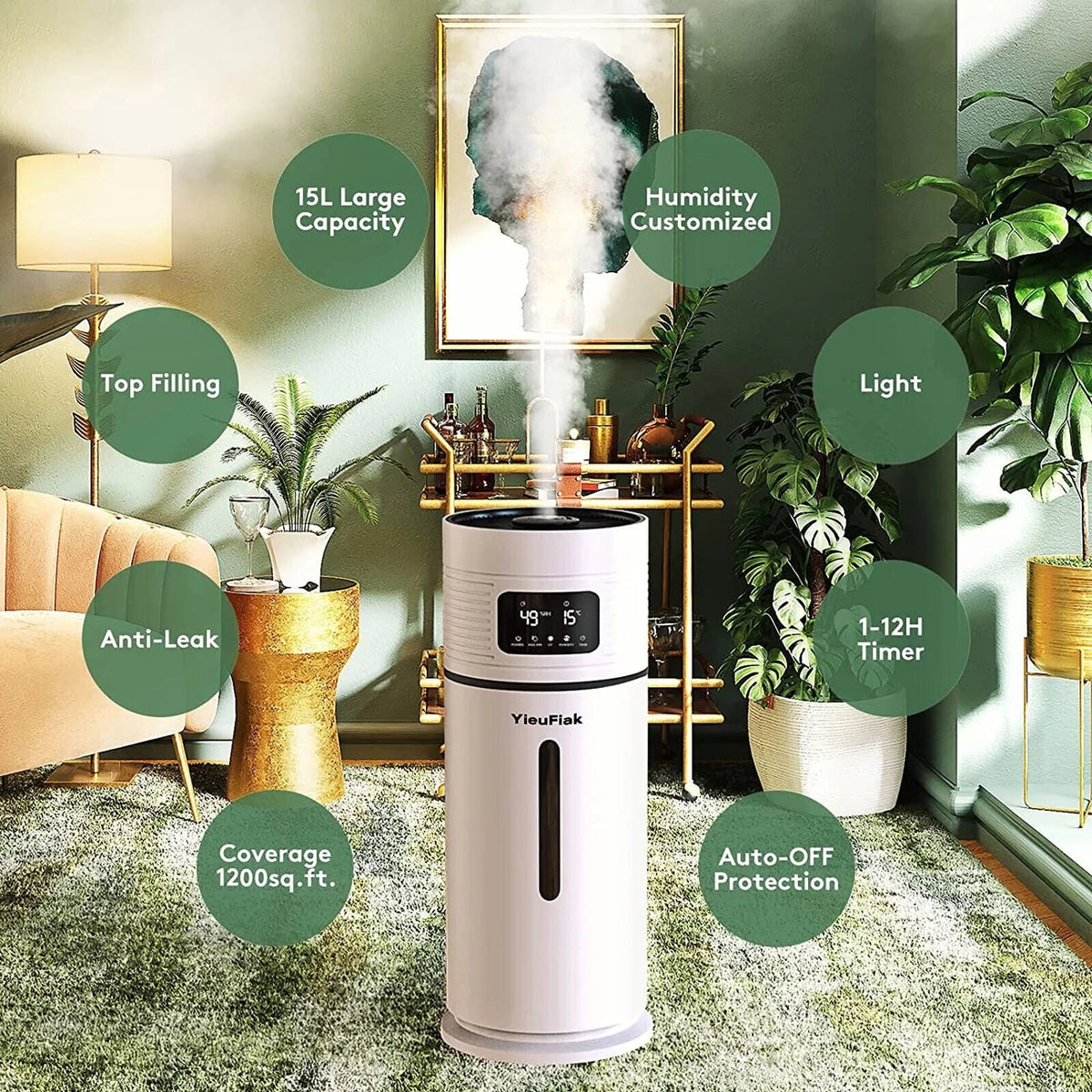 4 Gal Commercial Large Humidifiers Style Industrial 360° Humidifier Whole-House