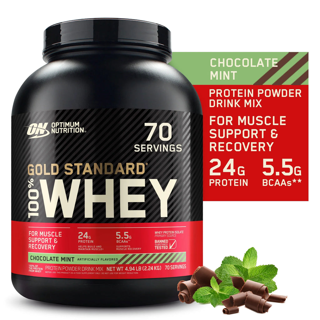 Optimum Nutrition, Gold Standard 100% Whey Protein Powder, Chocolate Mint, 4.94 lb, 70 Servings