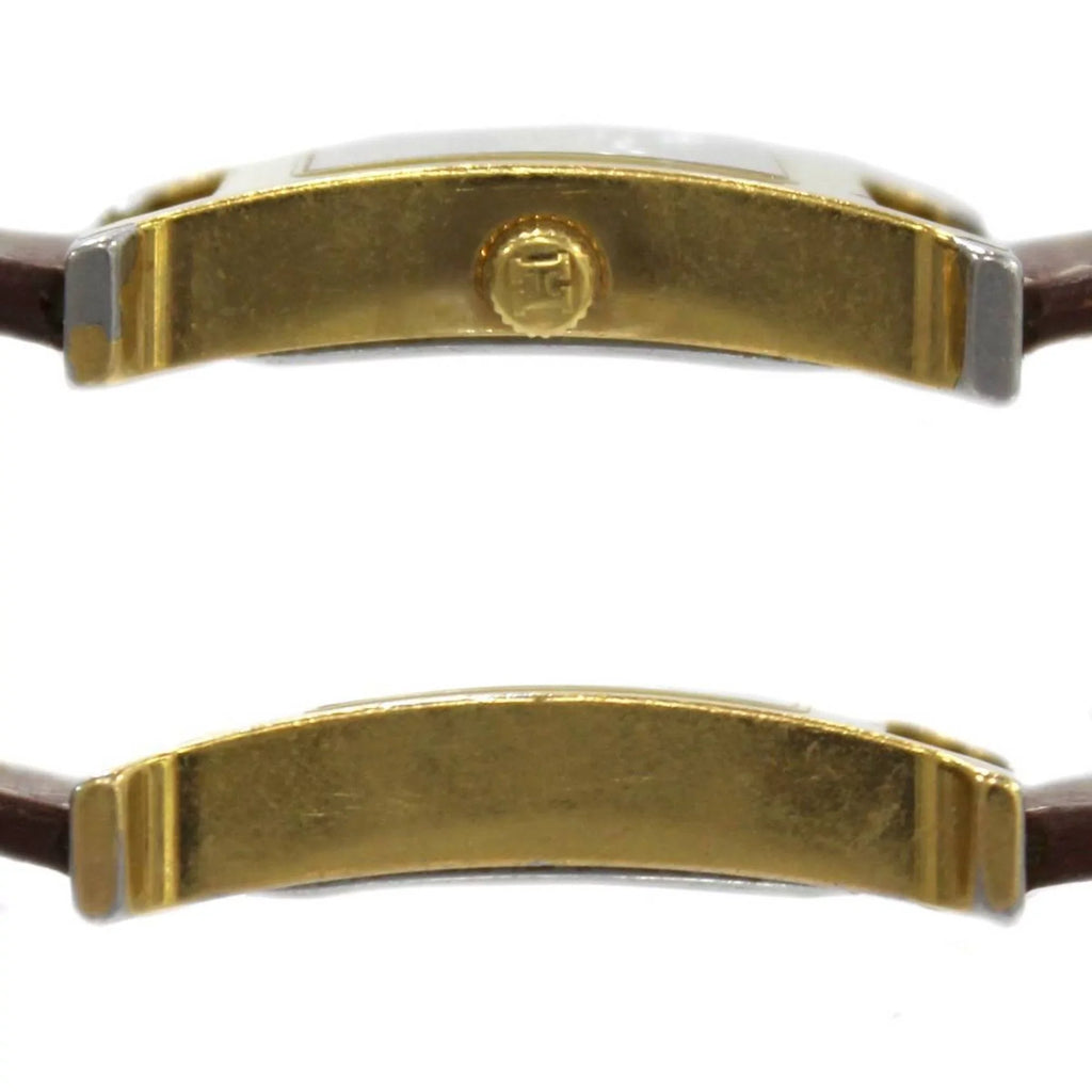 Pre-Owned  Hermes H Watch Ladies Quartz Gold x Brown Dial: White HH1.201 □G (Good)
