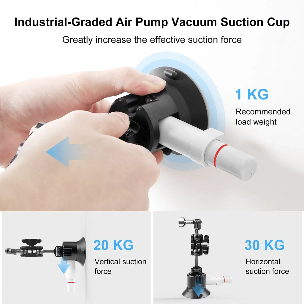 PU845B Suction Cup Mount for Action Camera Suction Camera Mount Bracket Dual 360° Rotatable Ballheads Replacement for GoPro Hero 11/10/9/8, Osmo Action 3/2
