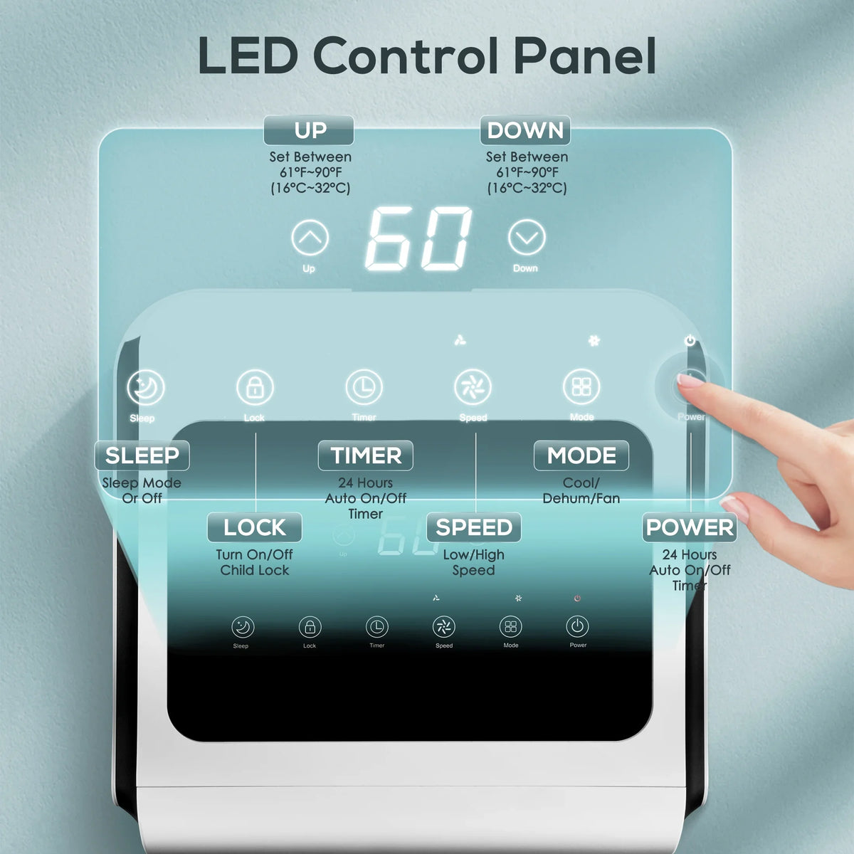 6,000  (10,000  ) Portable Air Conditioner, Dehumidifier, Fan, 3 in 1  with 24-Hour Timer