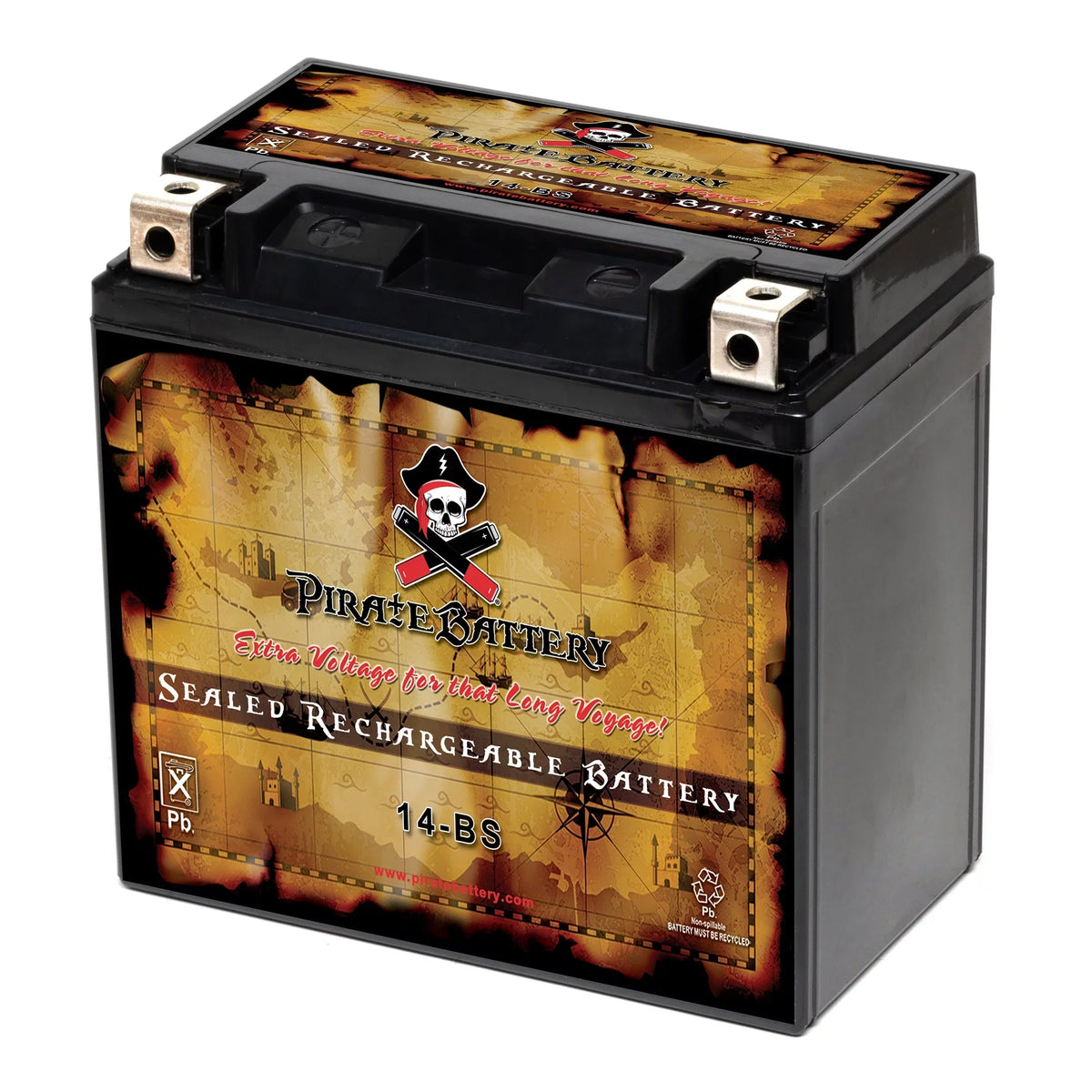 Pirate Battery YTX14- (14- 12 Volt,12 Ah, 200 ) Motorcycle Battery for Honda 1100cc Vt1100c, C3, T Shadow (spirit, Aero, A. C. E. Tourer) 2005