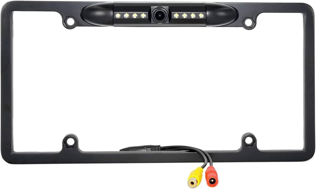 12V Car Front or Rearview Reverse View Backup Camera 8  Night Vision  License Plate Frame Black