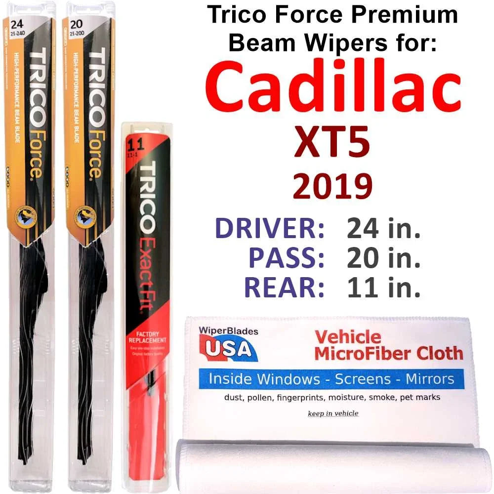 2019 Cadillac XT5 Base Performance Beam Wipers (Set of 3) w/Rear Wiper