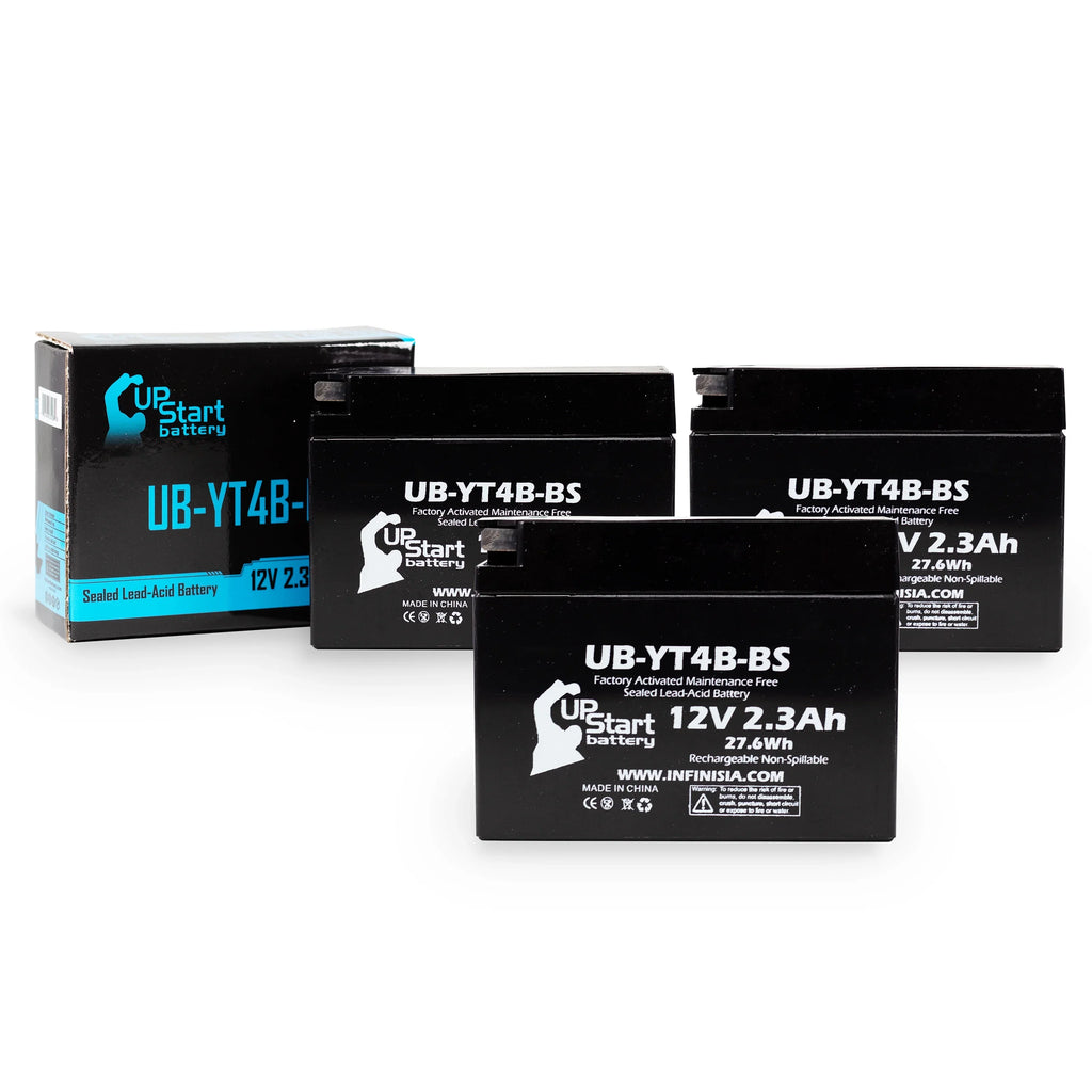 3 Pack - YT4B- Battery Replacement for (2.3Ah, 12v, Sealed) Factory Activated, Maintenance Free Battery - Compatible with 2015 Yamaha SR400, 2008 Suzuki -Z70, 2009 Suzuki -Z70
