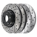 AutoShack Front and Rear Drilled Slotted Brake Rotors Black Set of 4 Replacement for 2016 2017 2018 2019 2020 2021 2022 Mazda -5 2.0L 2.5L   BRKPK200