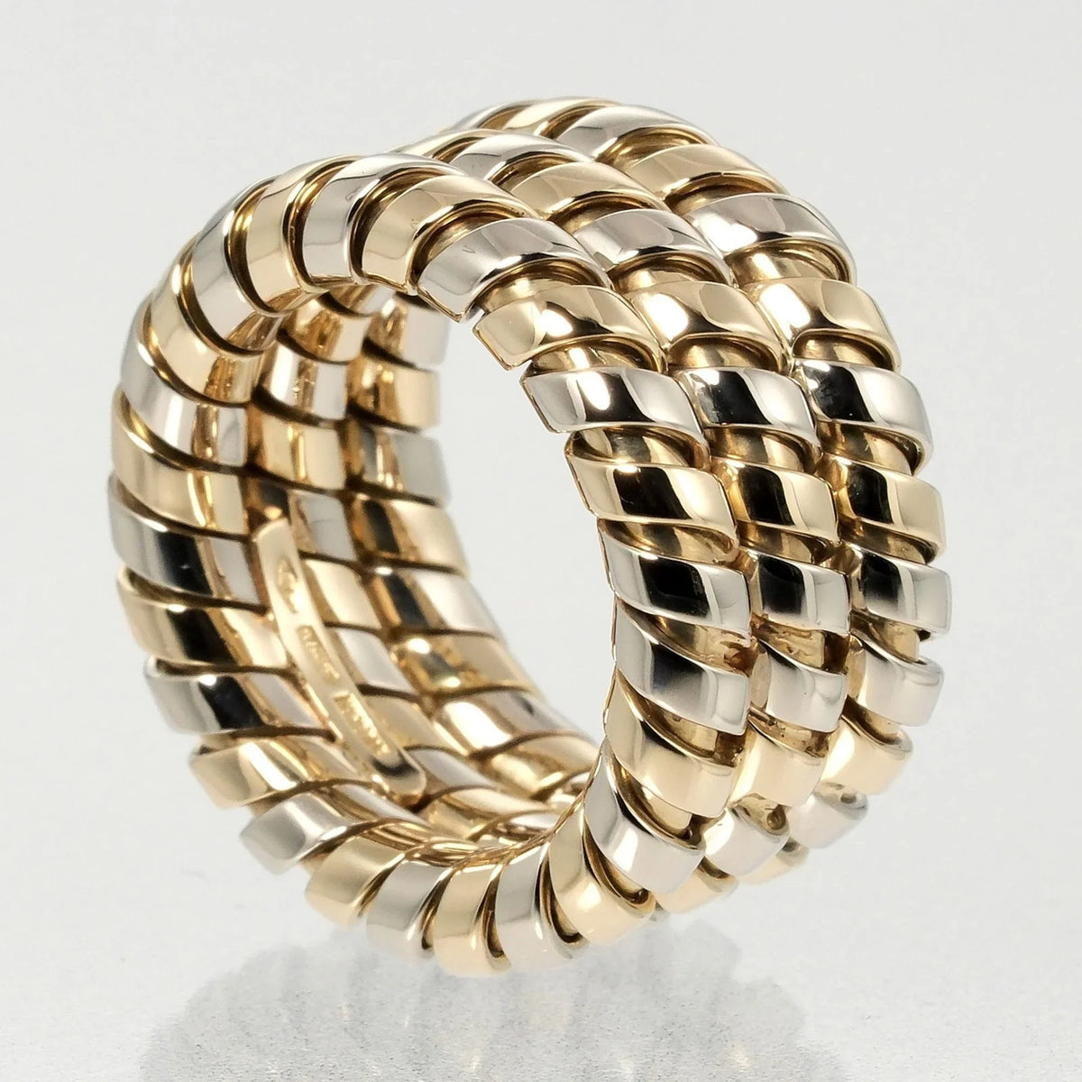 Pre-Owned Bulgari  Tubogas 3-row No. 9 Ring 14.53g K18   Yellow Gold White (Good)