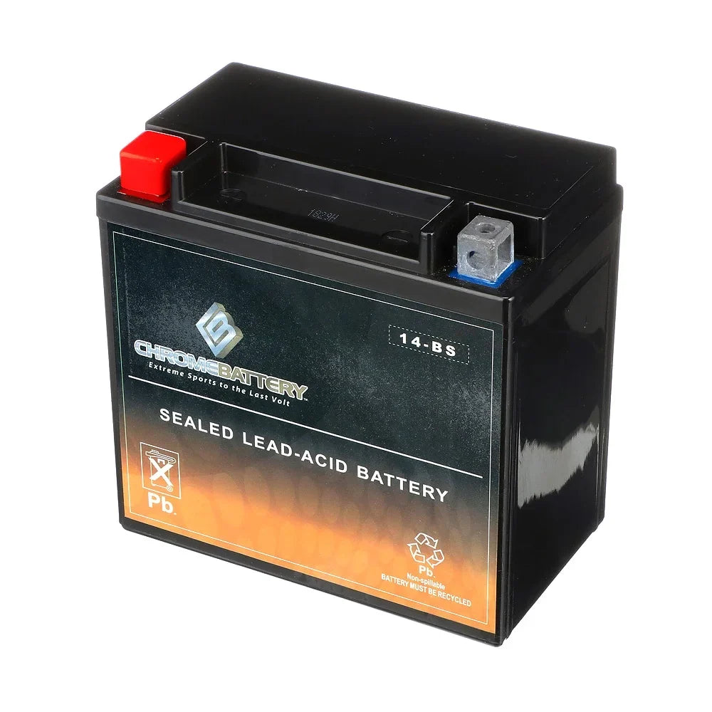 Chrome Battery YTX14- (14- 12 Volt,12 Ah, 200 ) Motorcycle Battery for Honda 1100cc Vt1100c, C3, T Shadow (spirit, Aero, A. C. E. Tourer) 2003
