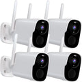 4Pack Security Cameras Wireless Outdoor - 2K  Color Night Vision  Motion Detection WiFi Wireless Cameras for Home Security, Spotlight Siren Alarm Camera with 2-Way Audio, Cloud/ (up to 256G)