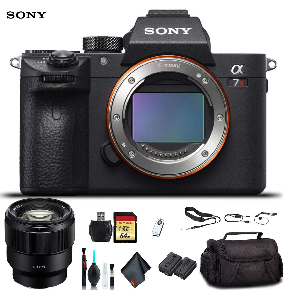 Sony Alpha a7R  Mirrorless Camera ILCE7RM3/B With Sony  24-70mm Lens, Soft Bag, Additional Battery, 64GB Memory Card, Card Reader , Plus Essential Accessories