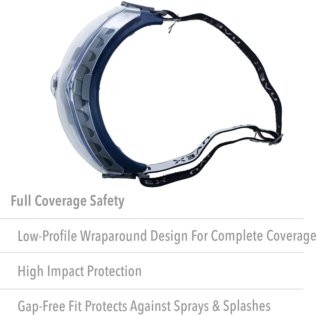 North Safety 763-S3970HSF Clear Lens Uvex Stealth  Safety Goggle, Navy Frame