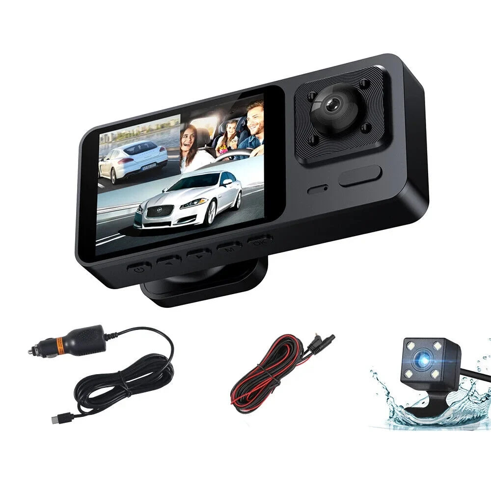 1080P 3 Lens  Dual Lens Car Dash Cam Front/Rear/Inside Video Recorder Camera G-sensor