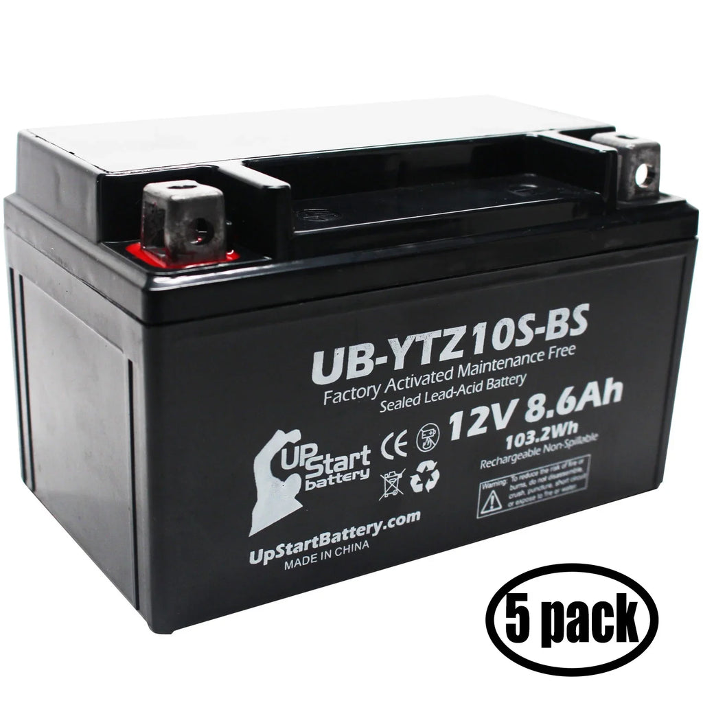 5-Pack UpStart Battery Replacement for 2011 Yamaha -R1 1000CC Factory Activated, Maintenance Free, Motorcycle Battery - 12V, 8.6Ah, -YTZ10S-