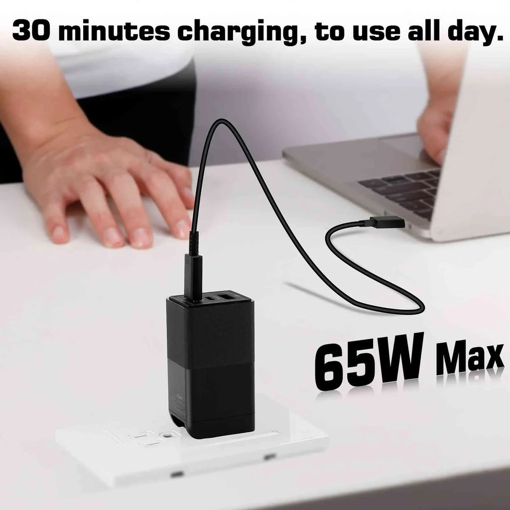 UrbanX 65W Fast Travel Charger with 3 Ports  & Dual -C High-Speed Charging Compatible with Doogee S86/S88 Plus/S96 Pro/S58 Pro/S59, iPhone, Samsung Galaxy, Google Pixel, MacBook, Steam Deck