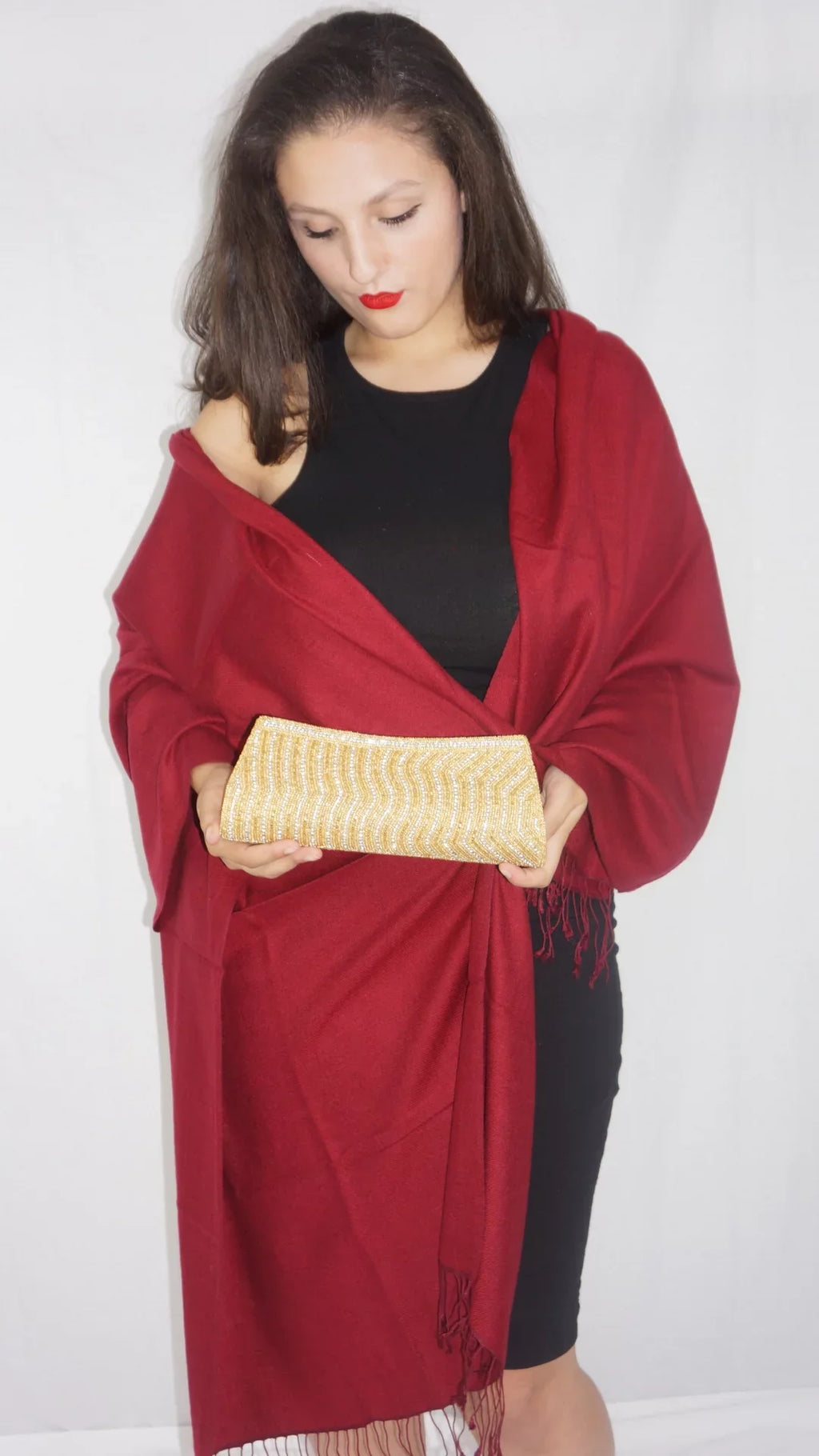 Shawl/Shawls/Scarf/Scarves/Wrap/Stole/Muffler/Cape/Ruana/Blanket/Throw/Pashmina Shawl/Cashmere Scarf/Wool/Silk (Wine Red Regular Shawl)