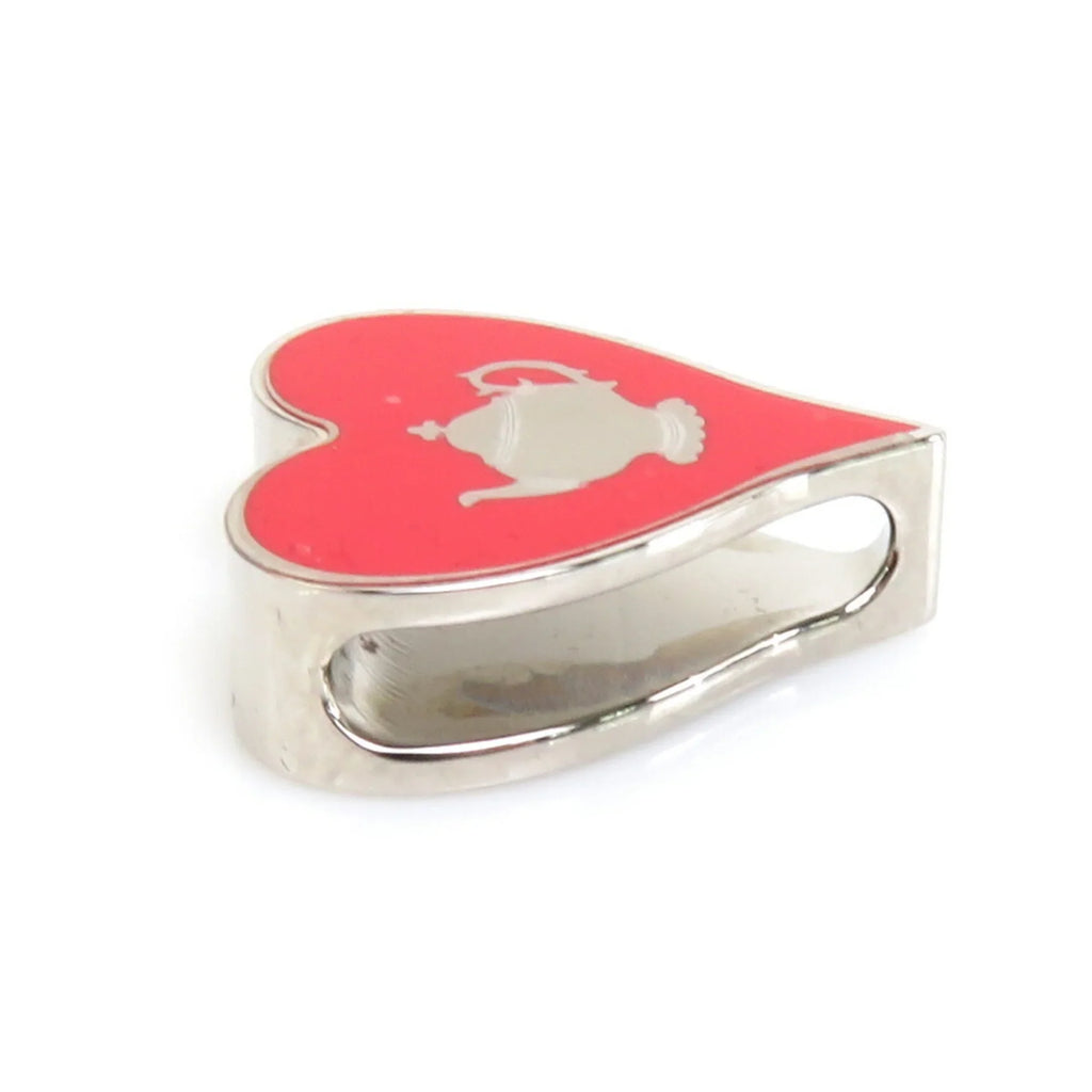 Pre-Owned  Scarf Muffler Ring Tea Time Metal/Enamel Silver/Red Women's (Good)