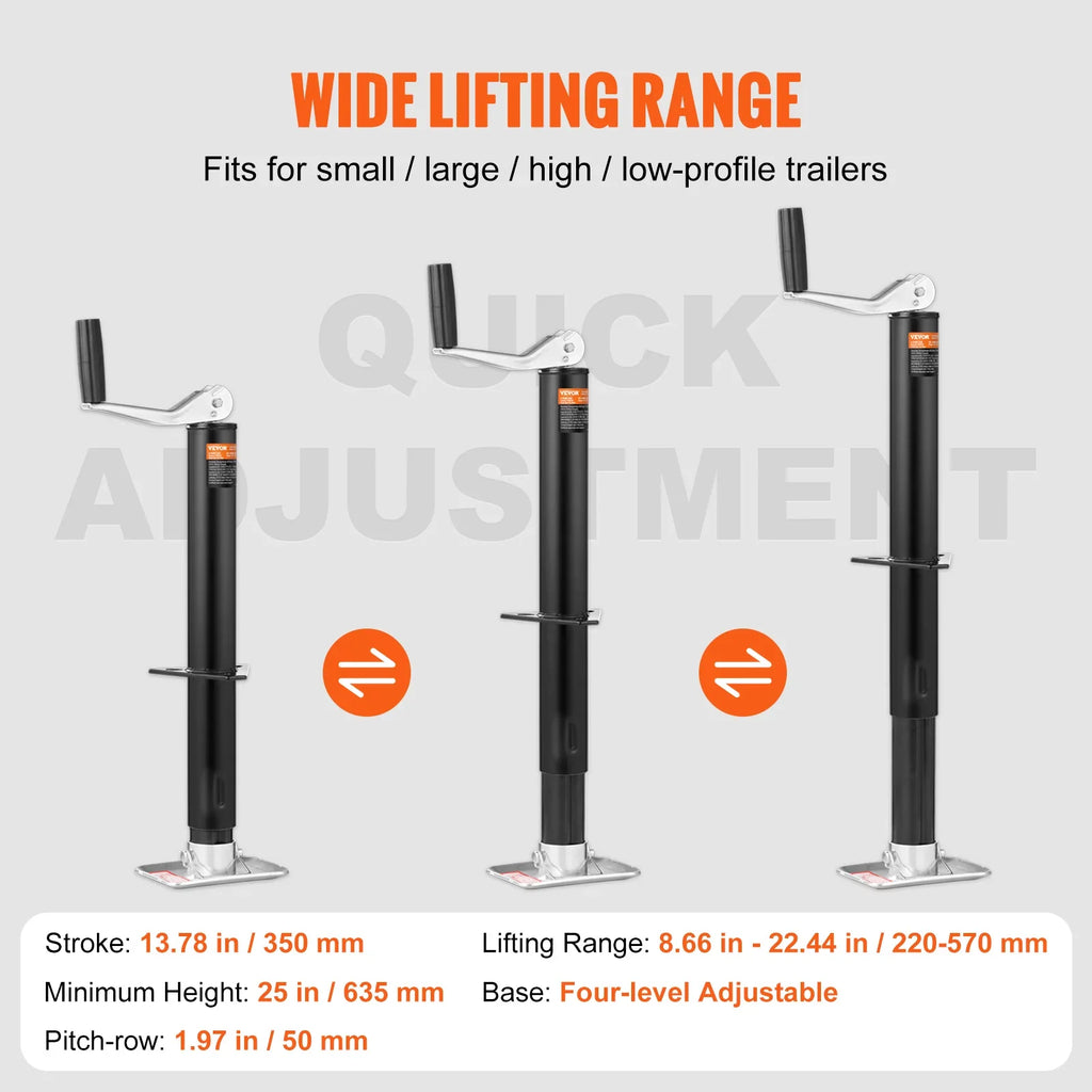 Trailer Jack A Frame Bolt on Trailer Tongue Jack 2000 lb Height Adjustable