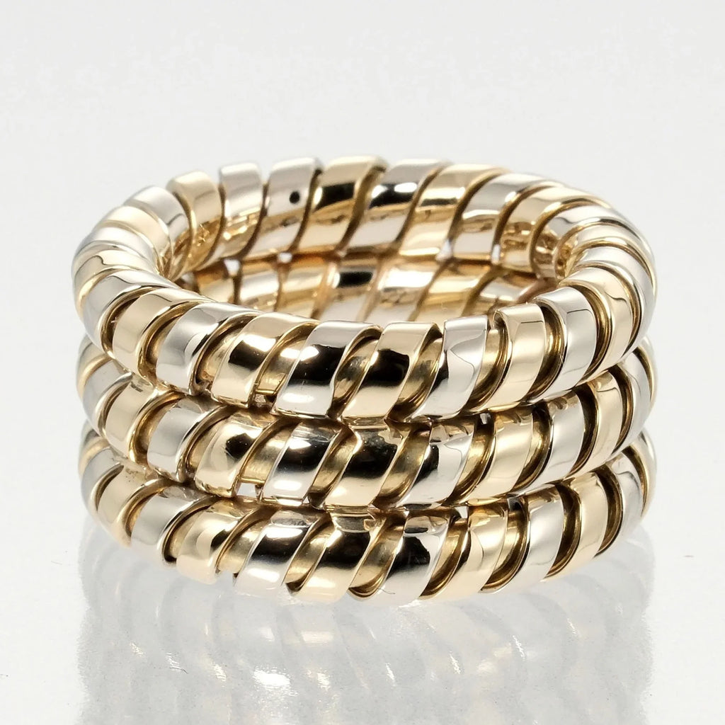 Pre-Owned Bulgari  Tubogas 3-row No. 9 Ring 14.53g K18   Yellow Gold White (Good)