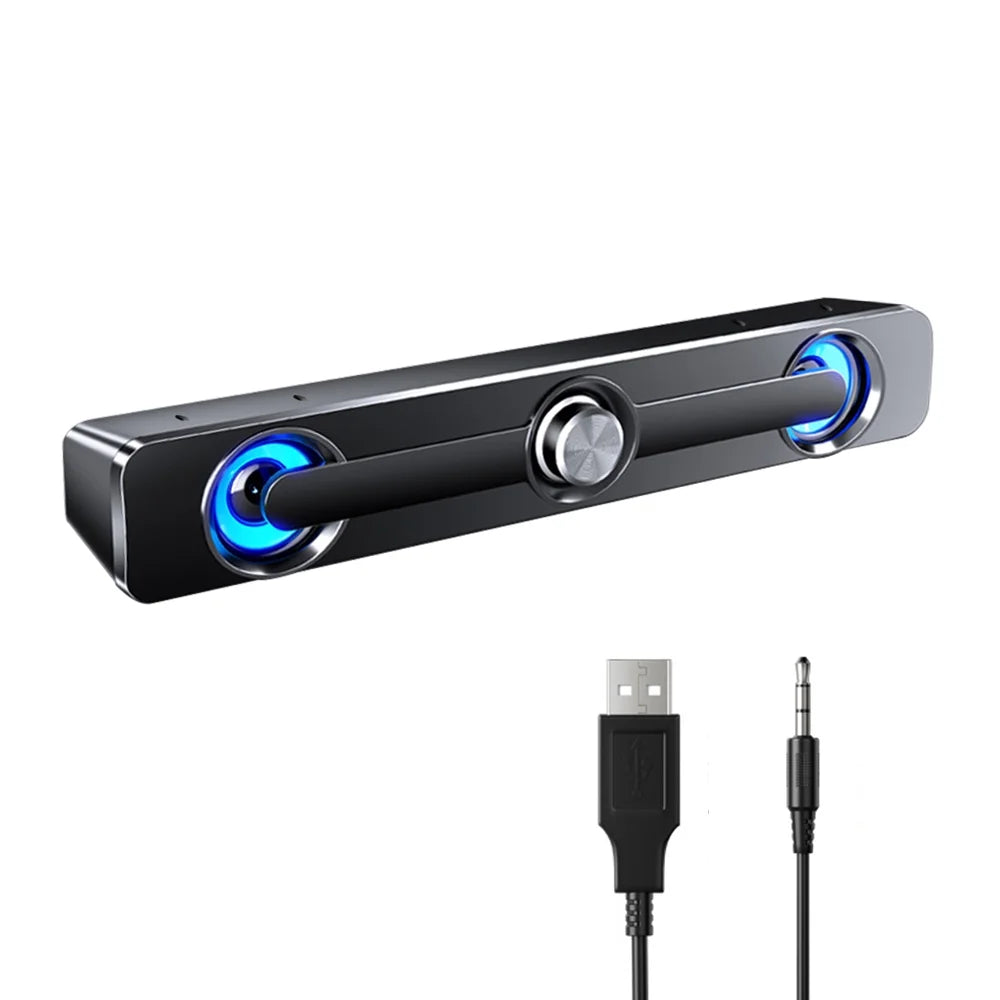 Carevas V-111 Computer Speaker  Wired Powerful Bar Stereo Subwoofer Bass Speaker Surround Sound Box for  Laptop Phone Tablet MP3 MP4