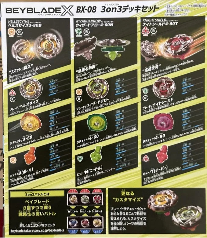 Takara Tomy Beyblade X -08 3 on 3 Deck Set