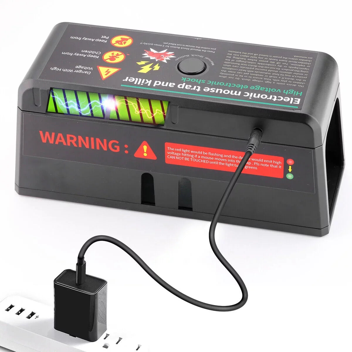 Electric Rat Trap with 8000V Humane Shock Chamber Mouse Killer Zapper for Homes Outdoor Indoor , Mice Chipmunks Squirrels