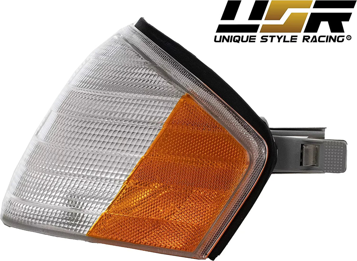 R129 Corner Lights - Replacement Amber / Clear Frost Lens Front Turn Signal Lamps Set (Left + Right) Compatible with 1990-2002 Mercedes Benz R129 Chassis  Class Roadster