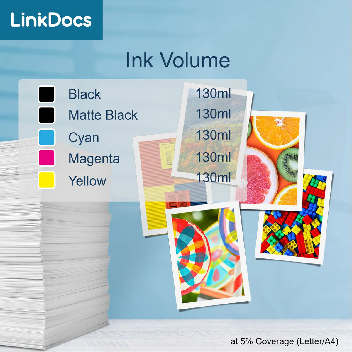 LinkDocs Compatible PFI120 -120 Cyan Ink Cartridges (130ml) Replacement for Canon PFI120 -120 -120C Work for Canon ImagePROGRAF  -200 -205 -300 -305 and -200 -300 Printer