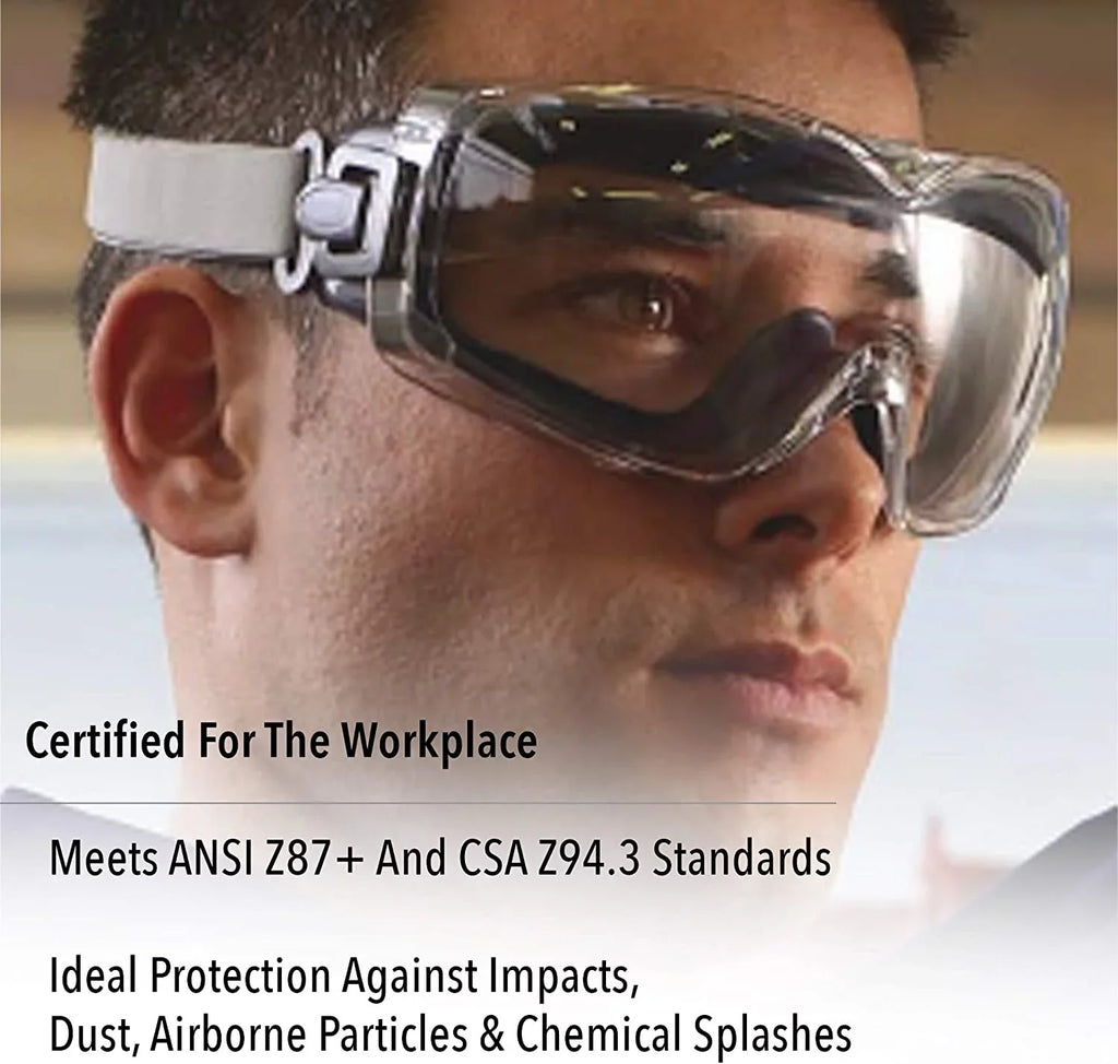 North Safety 763-S3970HSF Clear Lens Uvex Stealth  Safety Goggle, Navy Frame