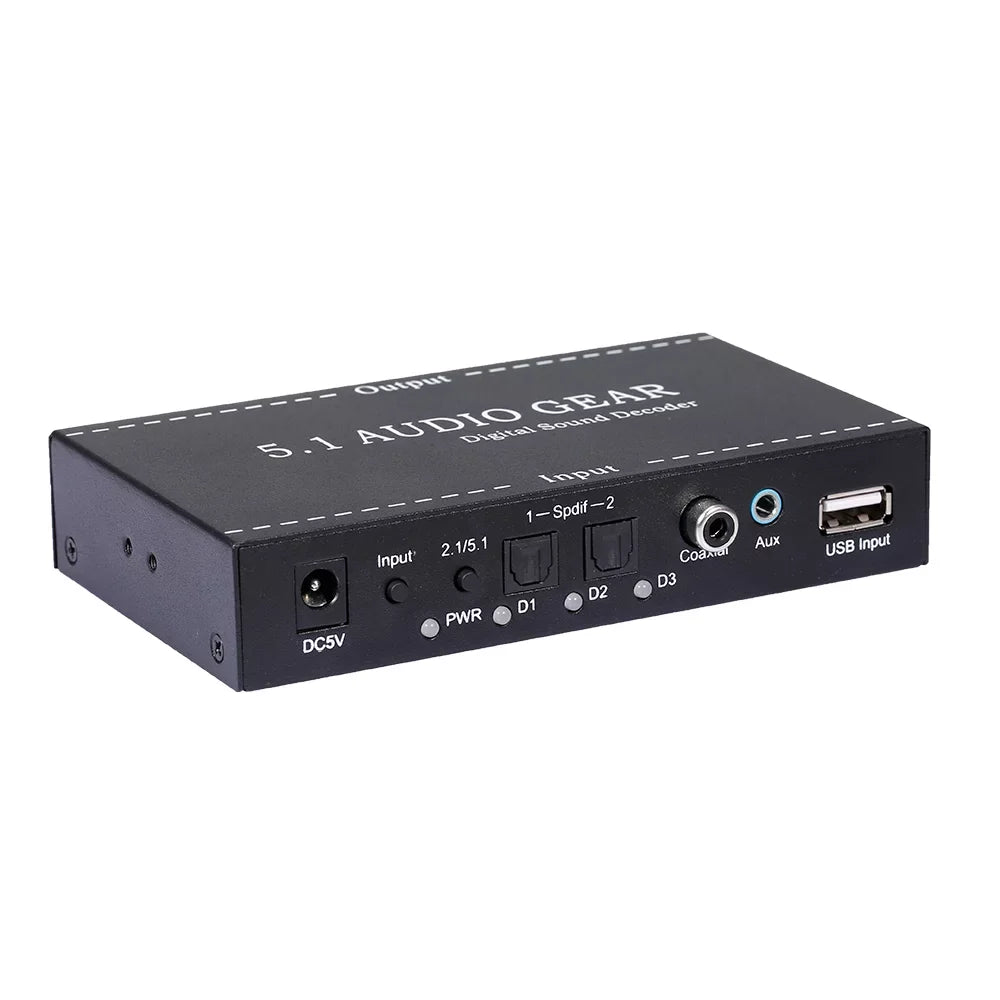moobody -A6L 5.1 Audio Gear Digital Sound Decoder Audio Converter 3.5mm Audio Output Replacement for Dolby Digital -3 Plug