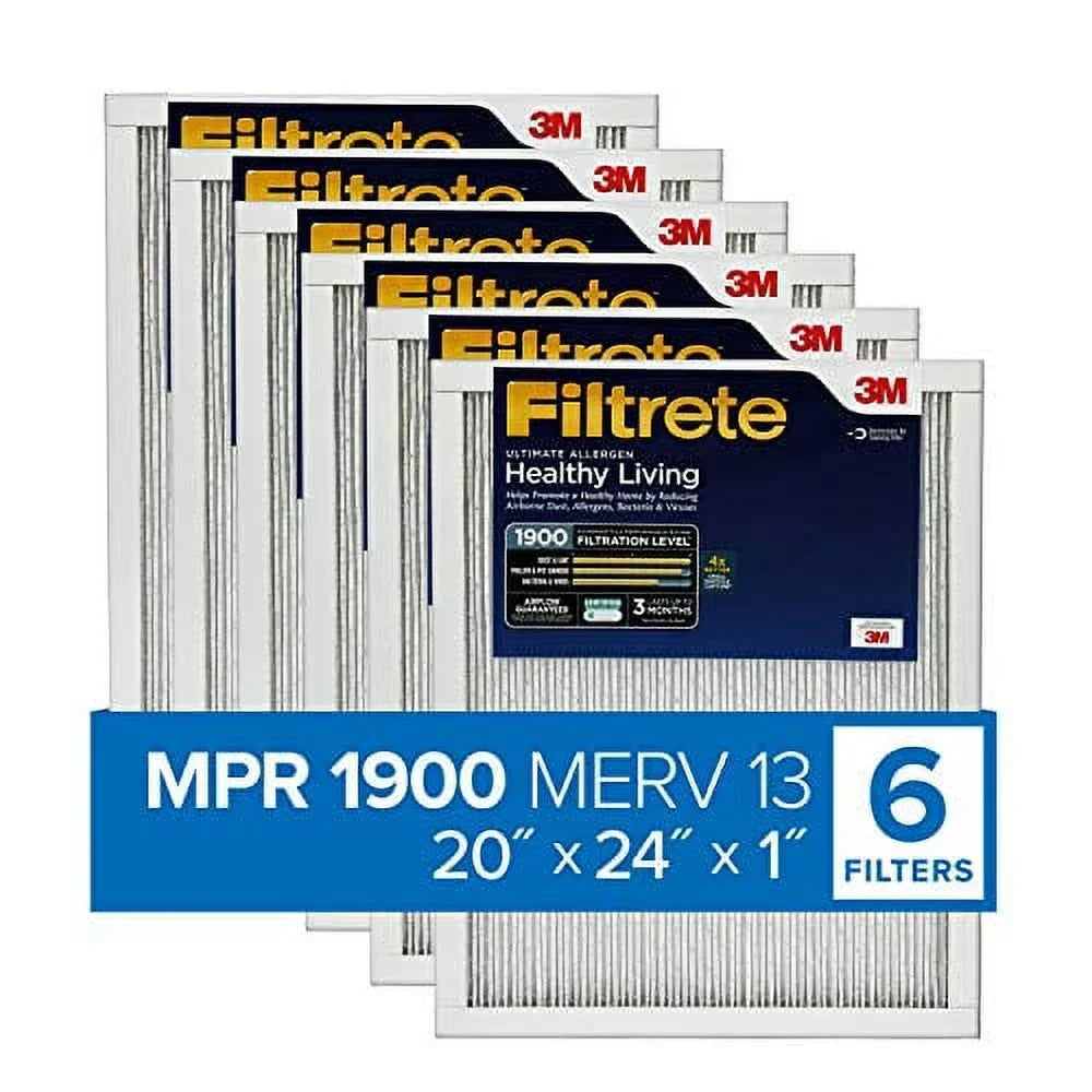 Filtrete 20x24x1,  Furnace Air Filter,  1900, Healthy Living Ultimate Allergen, 6-Pack (exact dimensions 19.81 x 23.81 x 0.78)