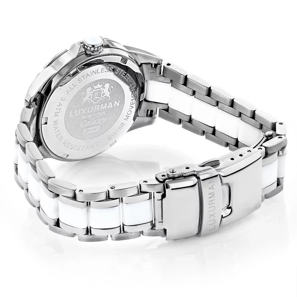 Ladies Diamond Ceramic Watch 1.25ct White  Galaxy