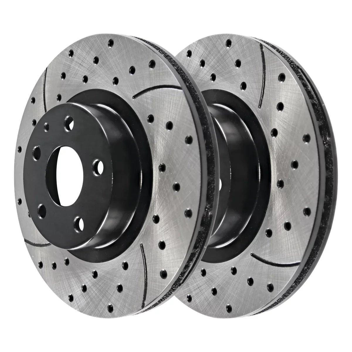 AutoShack Front and Rear Drilled Slotted Brake Rotors Black Set of 4 Replacement for 2016 2017 2018 2019 2020 2021 2022 Mazda -5 2.0L 2.5L   BRKPK200