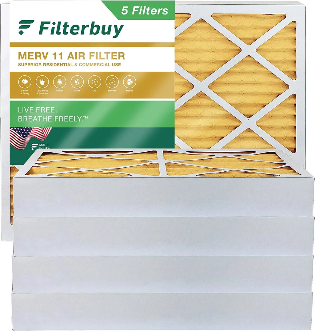 Filterbuy 10x16x4  11 Pleated   Furnace Air Filters (5-Pack)