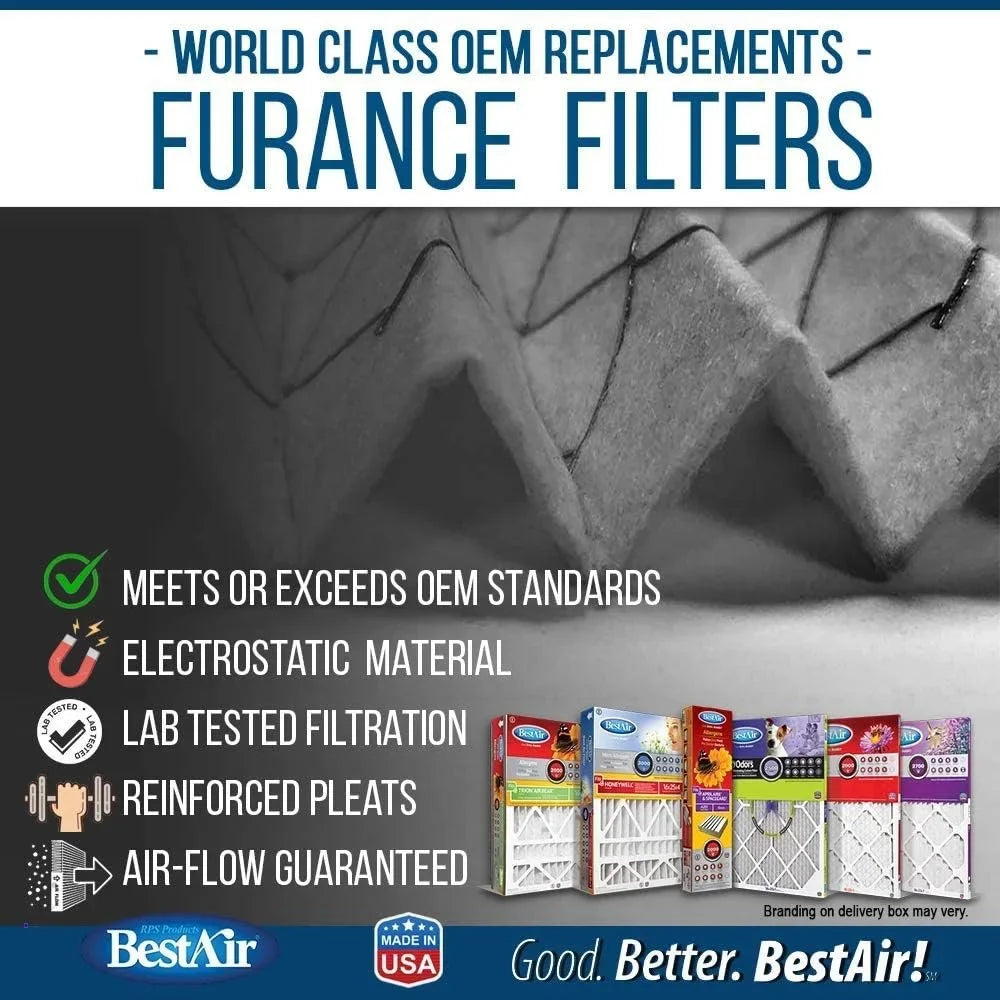 BestAir HW2025-13R  Furnace Air Filter, 20" x 25" x 4",  13, Removes Allergens & Contaminants, Fits 100%, For Honeywell Models, Pack of 3